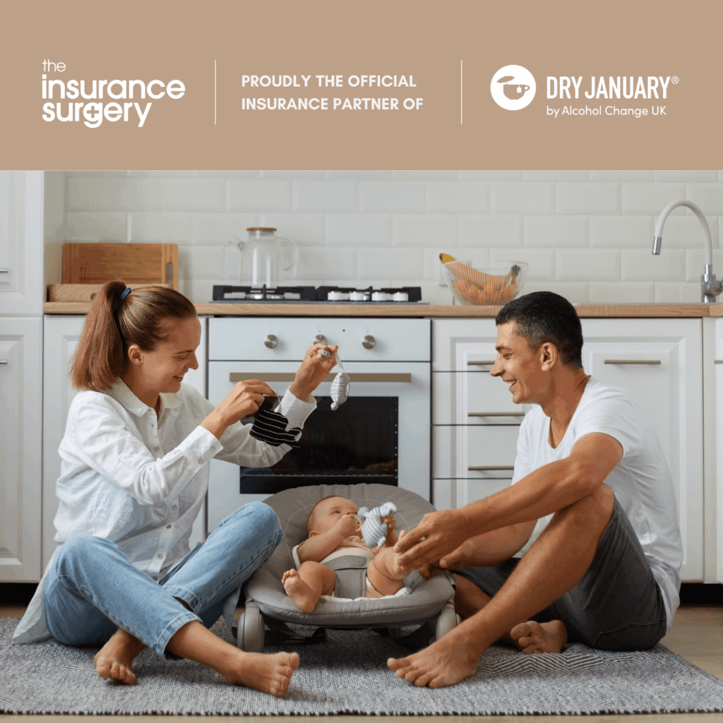 young family with baby in the kitchen