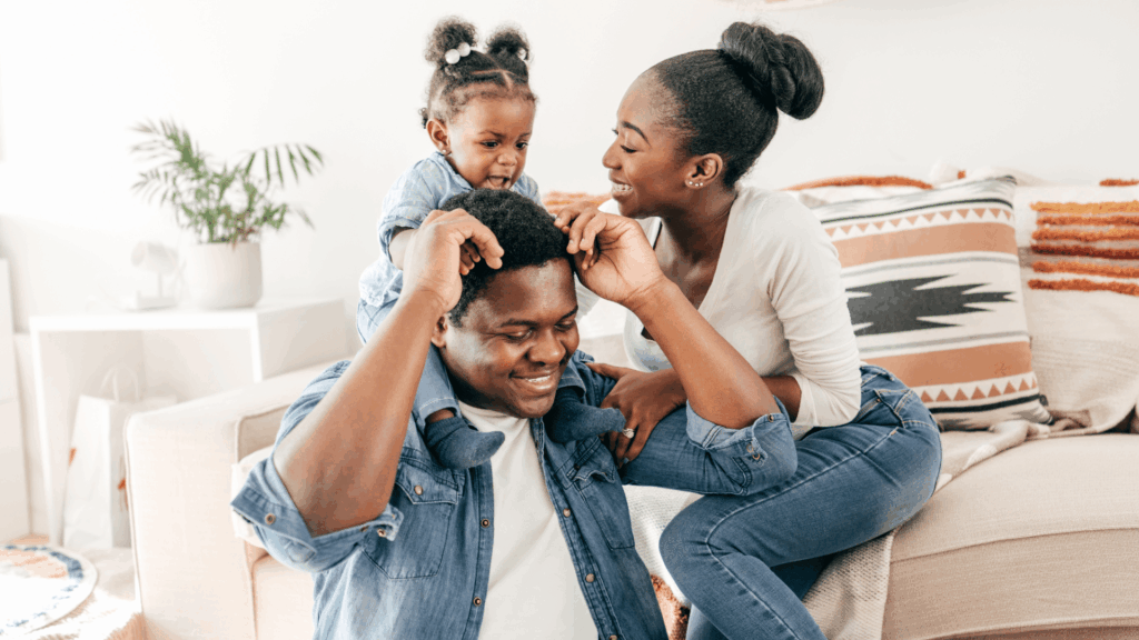 young family playing